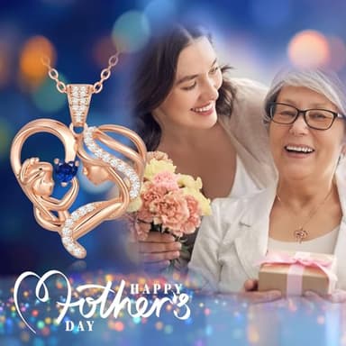 Zifeel Mothers Day Gifts for Mom Wife Her Grandma, S925 Sterling Silver Birthstone Necklaces Jewelry for Women, Mother's Day Love Heart Pendant Necklace for Anniversary Birthday Christmas Day - Image 3