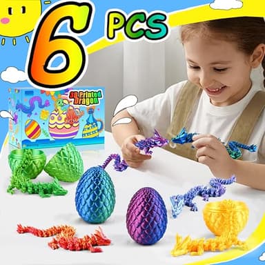 Impossmaker 6PCS 3D Dragon Eggs with Dragon Inside, Easter Basket Stuffers Mini Egg Set Articulated Unique Easter Basket Essentials for Adults Kids - Image 2