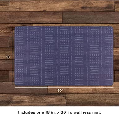 Lucky Brand Printed Wellness Mat - Cushioned Comfort Kitchen Mat - Easy to Clean - Anti-Fatigue & Skid-Resistant - - Measures 12mm Block Print Dash 18" x 30" - Blue - Image 2