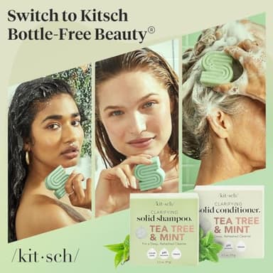 Kitsch Tea Tree Shampoo and Conditioner Set – Anti Dandruff Shampoo Bar & Conditioner Bar - Hair Care for All Hair Types - Free of Paraben, Sulfate & Silicone - Made in USA - 2 pcs - Image 8