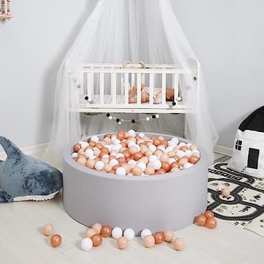 GOGOSO Ball Pit Balls for Toddler, Baby Plastic Playballs Kids Soft Pastel Pelotas Non-Toxic BPA-Free,Beige+Gold+White,100 Balls - Image 9