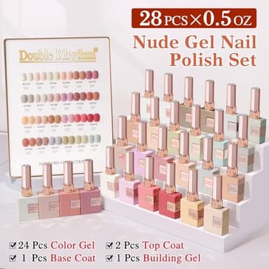 Double Rhythm 28Pcs 0.5Oz Gel Nail Polish Set Same Color Same Bottle Soak Off Gel Polish Kit Nail Art Manicure Salon DIY at Home for Women (Nude Pink Collection-T24-3) - Image 2