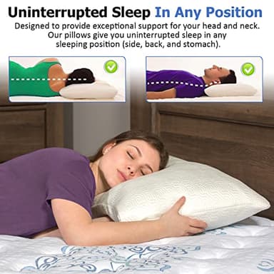 2 Pack King Size Rayon Derived from Bamboo Pillows for Sleeping, Cooling Shredded Memory Foam Pillow Sets for Back, Side, Stomach Sleepers, Adjustable, Removable Cover, King (Pack of 2) - Image 4