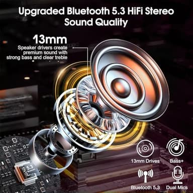 Bluetooth Headset V5.3, Wireless Earpiece with Dual ENC Noise Canceling Mic, 120H Hand-Free Talk Single-Ear Bluetooth Earpiece with LED Display, IP7 Waterproof Headphones for Trucker/Business, Pink - Image 3