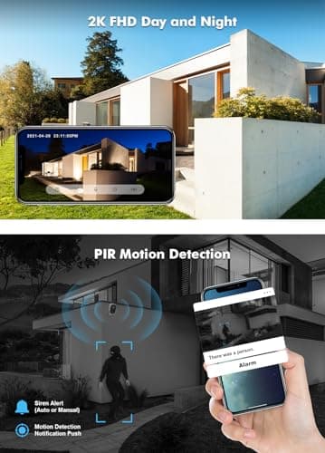 Dzees 2K Security Cameras Wireless Outdoor, Battery Powered AI Motion Detection Spotlight Siren Alarm WiFi Surveillance Indoor Home Camera, Color Night Vision, 2 Way Audio, SD/Cloud IP66, 4 Pack - Image 3