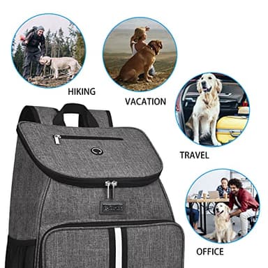 BAGLHER丨Dog Travel Bag, Airline Approved Pet Supplies Backpack, Dog Travel Backpack Accessories Set with 2 Silicone Collapsible Bowls and 2 Food Baskets, Gray - Image 6