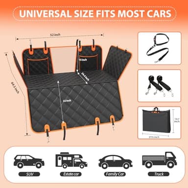 Voivey Waterproof Back Seat Extender for Dogs, 2025 Upgrade Up to 500lbs Dog Car Seat Cover for Back Seat with Dog Car Seat Belt, Anti-Scratch! Safer! Easy to Use & Clean - Image 6