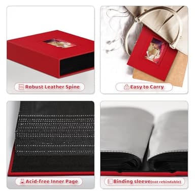 Popotop Photo Album 4x6 100 Pockets with Leather Hardcover Cover, Small Photo Album Holder Book with 50Pcs Pages for Family Travel Wedding Baby Gifts - Image 4