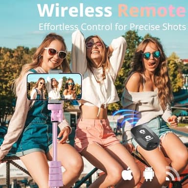 UBeesize 88’’ Flexible Phone Tripod with 14.95’’ Gooseneck, Remote and Phone Holder, Overhead Cell Phone Stand＆Selfie Stick for Video Recording, Compatible with iPhone Android Phone, Camera Pink - Image 5