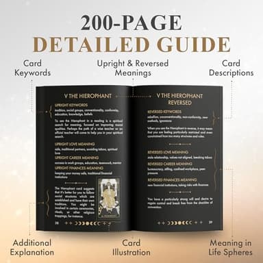 Wyspell Classic Tarot Cards with Guide Book - 78 Gold Cards for Beginners - Black Tarot Decks with Guidebook - Original Cards Deck with Guidebook - Image 5