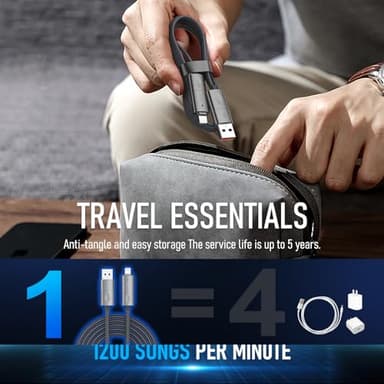 USB C to USB C Cable 6 ft 240W, 4 in 1 Charging Cable, Fast Charging Braided Multi Charger Cord with Type C/USB A/L Port for iPhone 16/15 /14 Series MacBook iPad Pixel Samsung Switch PS5 Tablet - Image 7