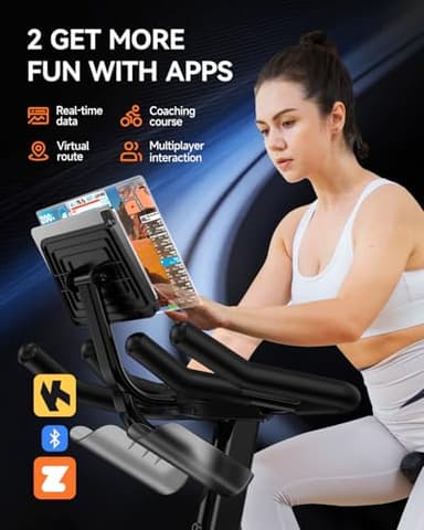 pooboo Exercise Bike, Adjustable Magnetic Resistance Silent Belt Drive, Indoor Cycling Bike for Home Cardio Gym, Fitness Stationary Bike Machine with 350lbs Weight Capacity, Monitor & Tablet Holder - Image 2