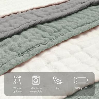 Sunny zzzZZ Muslin Burp Cloths for Baby 100% Cotton Burping Cloths for Unisex, Boy, Girl - Large 20'' by 10'' Newborn Essentials Ultra Soft Absorbent Milk Spit Up Rags - 12 Pack - White+Green+Grey - Image 5