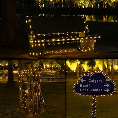 Ariceleo Solar String Lights, 1 Pack, 33 Ft, 100 LED Copper Wire, Warm White, 8 Lighting Modes, Waterproof, Outdoor and Indoor Use, for Garden, Patio, Yard, Tree, Wedding - Image 6