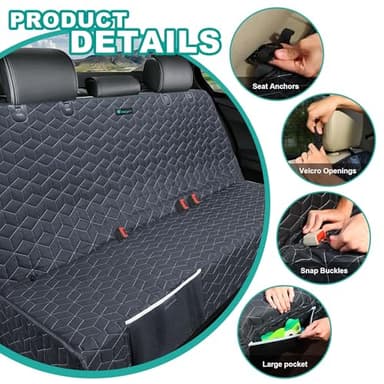 Meginc Dog Car Seat Covers for Back Seat,Waterproof Pet Bench Seat Covers for Trucks Ford f150/Ram1500/Nissan Frontier/Toyota Tacoma/GMC Canyon/Silverado Scratch Nonslip Truck Seat Cover for Dogs - Image 6