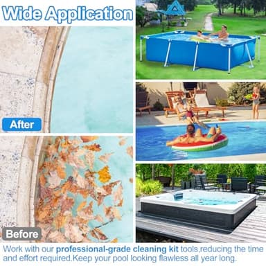 Swimming Pool Cleaning Kit Including 5.7 Feet Aluminum Pool Pole 4-Segment & Rotatable Pool Brush with Round End & Pool Leaf Rake Fine Mesh Net,Replaceable Pool Cleaning Leaf Skim Net-Fast Cleaning - Image 7