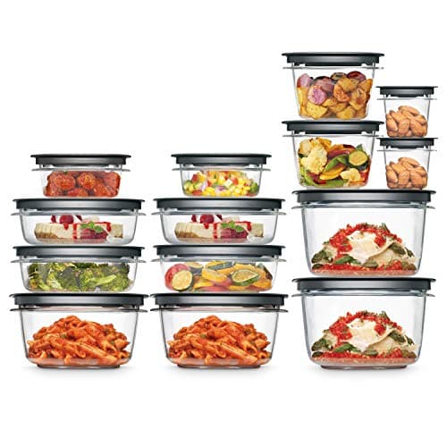 Rubbermaid 28-Piece Clear/Grey Food Storage Containers, Premium Snap Bases, and Various Size Lids, Perfect for Meal Prep, Leftovers, and Dishwasher Safe - Image 1