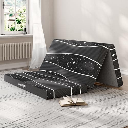 Sweetnight Tri-fold Mattress - 4 Inch Dual-layer Foam Folding Mattress | Removable & Washable 500G Superfine Fiber Cover | Suitable for Camping, RV & Home Use （Twin） - Image 1