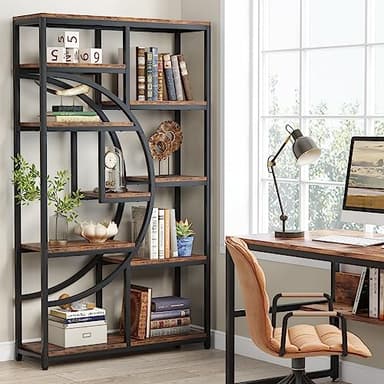 Tribesigns Bookshelf, Industrial 5 Tier Etagere Bookcase, Freestanding Tall Bookshelves Display Shelf Storage Organizer with 9-Open Storage Shelf for Living Room, Bedroom - Image 3