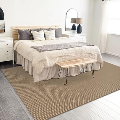 KOZYFLY Washable Area Rug 5x7 ft Rubber Backed Non Slip Rugs for Living Room Braided Cotton Bedroom Rug Woven Office Rugs Indoor Floor Carpets for Dining Bedroom Living Room, Tan/Orange/Brown - Image 8