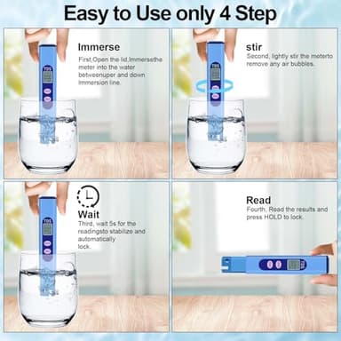 QNCIGER TDS Meter, Digital Water Testing Kits with 0-9990 PPM Measurement Range,Hand Held Electronic Water Tester for Drinking Water Quality, Tap, Well, Swimming Pool, Aquarium, RO/DI System - Image 5