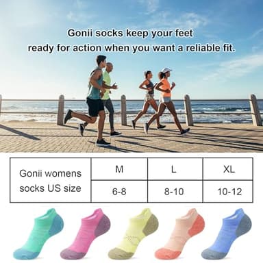 Gonii Ankle Socks Womens Running Athletic No Show Socks Cushioned 5-Pairs (US, Numeric, 10, 12, Regular, Regular, N-5-Color) - Image 6