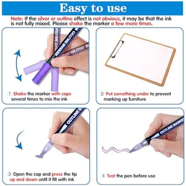 Stocking Stuffers Teen Girls: 12 Glitter Markers Christmas Gifts Teens Outline Glitter Pens Shimmer,Tween Teen Girl Gifts Trendy Stuff,Art Supplies Kids 6-8 9-12 10-12,Arts Crafts Kids Ages 8-12 Cute - Image 7