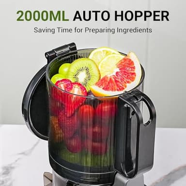 AMZCHEF Juicer Machines, 5.3" Extra Self-Feeding Cold Press Juicer for Whole Vegetable & Fruit, Juice Extractor Machine with Large Auger & Triple Strainers, Easy to Clean, High Juice Yield, Grey - Image 4
