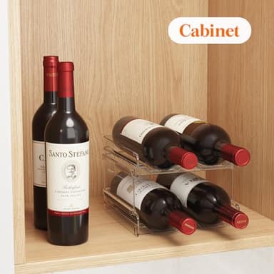Lifewit Plastic Stackable Wine Rack for refrigerator, Cabinet, Countertop,Wine Bottle Holder, Water Bottle Organizer for Fridge, Pantry, Hold 8 Bottles - Image 6