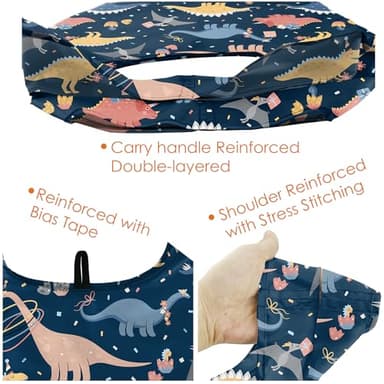 BeeGreen Dinosaur Lover Gifts for Women Animals Reusable Grocery Bags Shopping Bags Bulk 6 Pack 50LBS X-Large Foldable-Machine Washable-Heavy Duty - Image 4