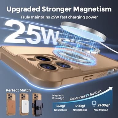 MOCCA Design for iPhone 16 Pro Max Case with Magnetic Invisible Stand [Full Camera Protection] [Compatible with Magsafe] Military Drop Shockproof Translucent Matte Phone Case Cover 6.9",Brown - Image 2