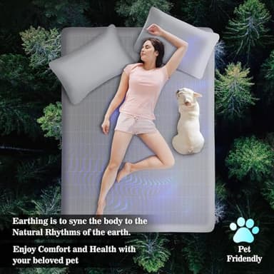 HLLBLL Grounding Bedding Sheet Set, Bed Sheets and Pillowcase Set, 90% Organic Cotton+10% Pure Silver Organic Fitted Grounded Sheet for Improved Sleep, Pain Relief (Gray, (78.1 * 80.1 * 15.2inch)) - Image 4