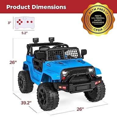 Best Choice Products 12V Kids Ride On Truck Car w/Parent Remote Control, Spring Suspension, LED Lights, AUX Port - Light Blue - Image 7