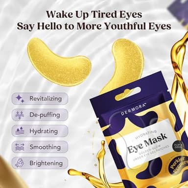 DERMORA Golden Glow Under Eye Patches | Rejuvenating Treatment | Dark Circles, Puffy Eyes, Refreshing, Revitalizing, Travel, Wrinkles | 50 Pairs Eye Gels - Image 4