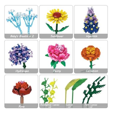 Flowers Set with Vase for Adult Women, Variety of Botanical Collection Bouquet Including Sunflower, Baby's Breath, Rose, Compatible with Lego Flower,1853PCS, 14+ - Image 3