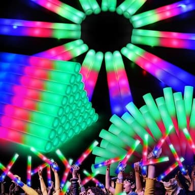 OLUPP 102 PCS Led Foam Sticks, Bulk Glow Sticks with 3 Colors Flashing, Light Up Baton Wands for Kids, Glow Sticks Party Supplies for party, Wedding, Raves, Concert, Camping, Sporting Events - Image 1
