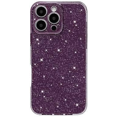 Hython Case for iPhone 16 Pro Case Glitter Cute Sparkly Shiny Bling Sparkle Phone Cases 6.3", Thin Slim Fit Soft TPU Bumper Shockproof Rubber Protective Cover for Women Girls Girly, Deep Purple - Image 1