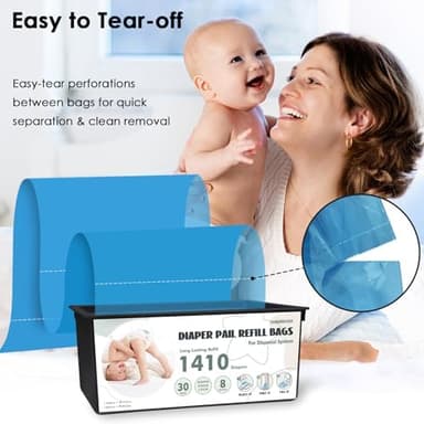 Diaper Pail Refill Bags - Compatible with Genie Easy Roll Signature & Platinum Pails | Each 30 Bags Holds Up to 1410 Newborn Diapers | 7-Layer OdorLock Technology | 2 Pack(60 Bags - Image 6
