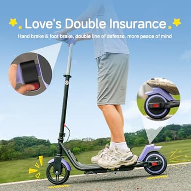 ECOROAD EK6 Kids Electric Scooter for 6-12, 3/6/10mph Speeds for Ultimate Comfort, Adjustable Height Electric Scooter, 150W & Dual Brake Safety, for Growing Adventurers（Rider:3.9-5.2 ft） - Image 5