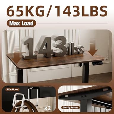 ERGOMAKER 35" Electric Standing Desk, Adjustable Height, Sit Stand Up Desk for Home Office & Computer Workstations, Memory Controller, Rustic Brown - Image 7