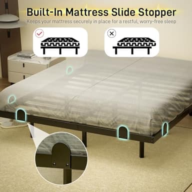 10 Inch Floating Queen Bed Frame with Smart LED Lights and Charging Station, Modern Metal Queen Bed Frame, Easy to Assemble, No Box Spring Needed (Queen) - Image 5