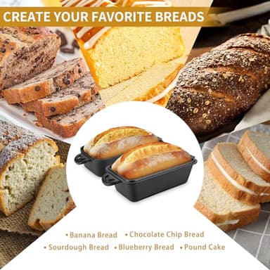 AILITOR Cast Iron Loaf Pan with Lid 9x5 Inch - Bread Baking Pans for Homemade Bread, 2 Piece Set - Image 6