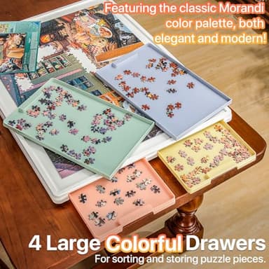 Playboda 1000 Pieces Rotating Plastic Puzzle Board with Drawers and Cover, 30"x22" Portable Spinning Jigsaw Puzzle Table for Adults, Upgraded Lazy Susan, Ideal Gift for Mum - Image 8