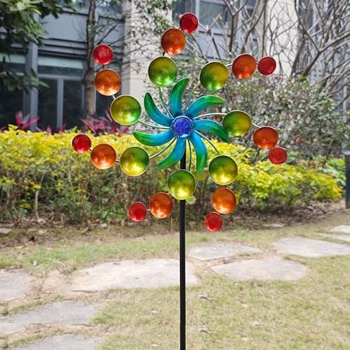 COOZZYHOUR 39" Metal Wind Spinners, Wind Sculptures Garden Stake,Outdoor Windmill for Yard and Garden Lawn Patio Decor - Image 1