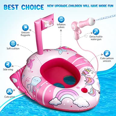 HopeRock Unicorn Pool Floats for Toddlers and Kids, with Water Gun, Pool Toys for 3-8 Years Old Girls, Inflatable Swimming Pool Toys - Image 3