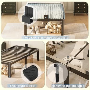 Yitong Angel 18 inch Twin XL Bed Frame with Round Corner Legs Mattress Slide Stopper,3500 lbs Heavy Duty Metal Platform,No Box Spring Needed,Easy Assembly,Noise Free - Image 5