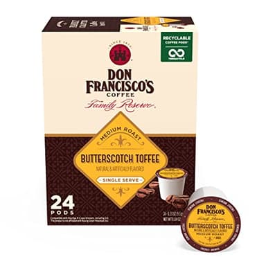 Don Francisco's Butterscotch Toffee Flavored Coffee - 24 K-Cup Compatible Single-Serve Pods - 100% Arabica - Compatible with Keurig Brewers - Image 1