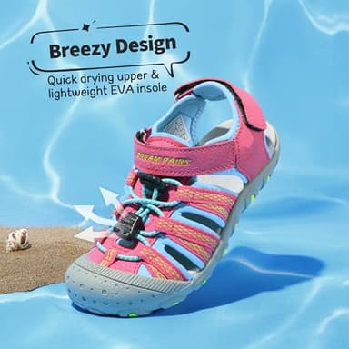 DREAM PAIRS Boys Girls Summer Outdoor Athletic Sport Sandals Hiking Beach Casual Closed Toe Adjustable Multicolor for Toddler/Little/Big Kids,Size 7 Toddler,Fuchsia/Cyan/Neon/Green,171111-K - Image 3