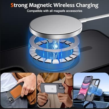 Anuck Case for iPhone 11 Case Magnetic Phone Case Compatible with MagSafe, Soft TPU Bumper Hard Translucent Matte Back Slim Fit Shockproof Protective Cover for Men Women Girls - Black - Image 2