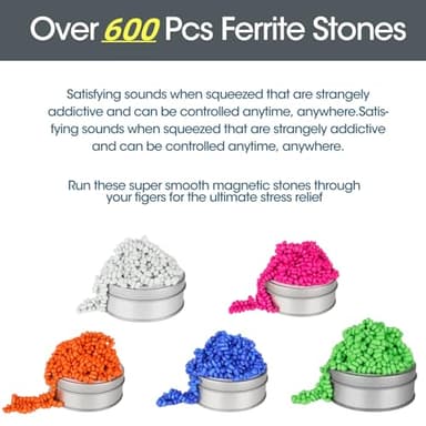 Magnetic Balls, Crags Fidget Ferrite Toys, Fidget Toys Adults, Over 600 Weak Magnetic Ferrite Stones in a Metal Tin, Fidget Toys for Adults, Boys, Girls - Image 5